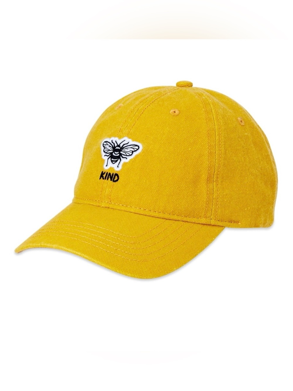 Time & Tru Women’s Autumn Gold Embroidered Bee Kind Washed Cotton Baseball Hat